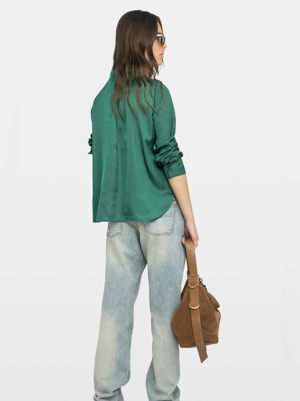 Zadig & Voltaire Tink Satin Blouse Emeraude | Size XS - Picture 9 of 12